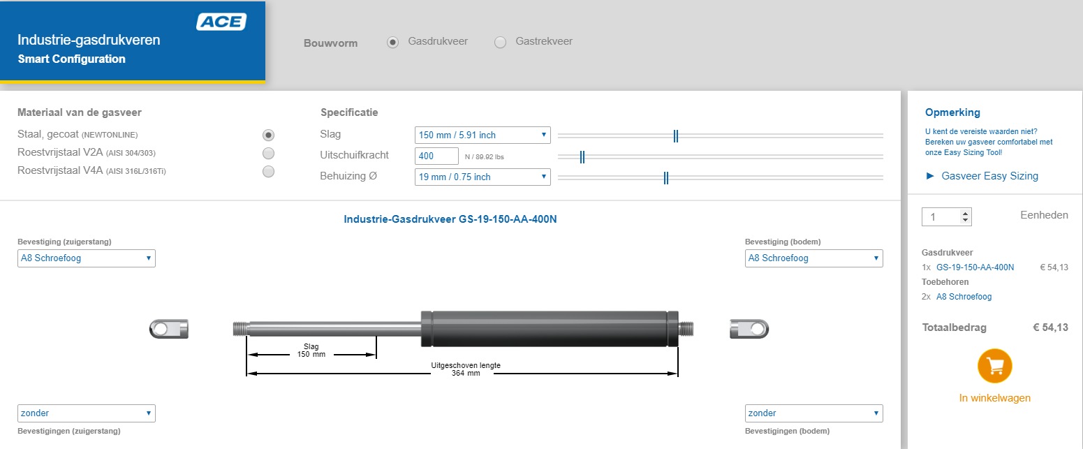 ACE gasveren configurator